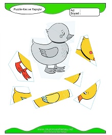 Puzzle Kes Yapıştır Çalışma Sayfaları
